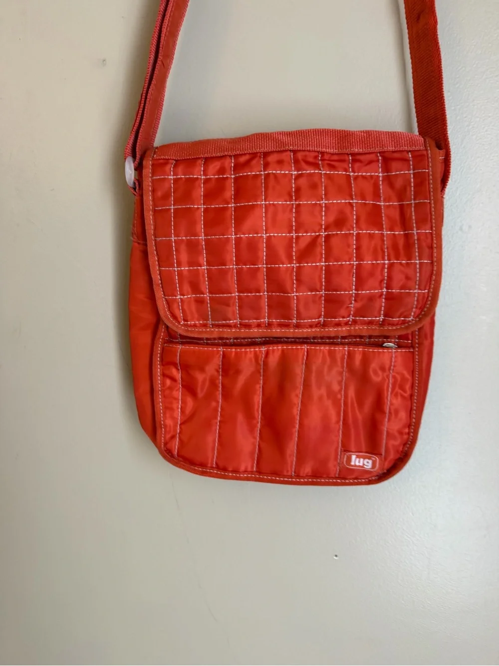 Lug Moped Crossbody Bag Quilted Orange Medium Travel Adjustable Strap Purse